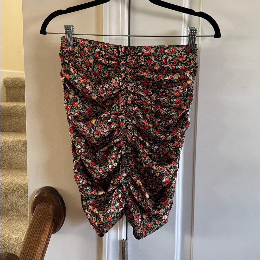 Zara Floral Ruched Draped Mini Skirt - Picture 8 of 10